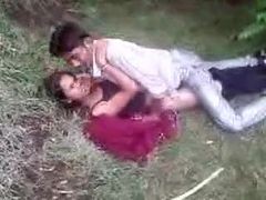 Indian Couple Fools Around In The Grass