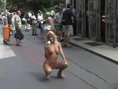 Sexy Girl Posing Naked In Public