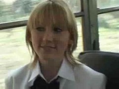 Blonde School Girl And Asian Guy In Bus