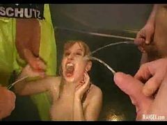 With A Green Liquid On Sheself Blonde Babe Gets Pissing