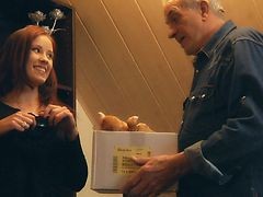 Cutie Redhead Rides Hard A Horny Grandpa