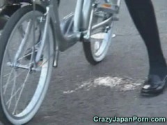 Schoolgirl Squirts On A Bike In Public!