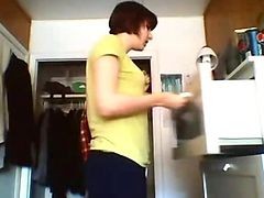 Emo Teen Stripping In The Kitchen