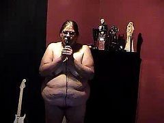 Big Fat Bitch Standing And Talking About Something On Webcam