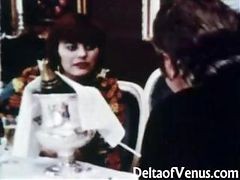 Vintage Classic Clip Of A Hot Threesome Shot In A Restaurant