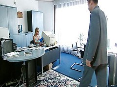 Blond Secretary Services Her Bos...