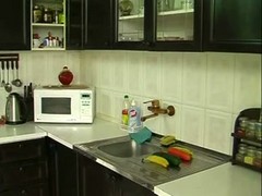 Small Titted Housewife With Vegetables
