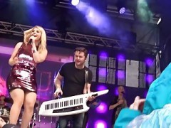 Beatrice Egli Singer Sits On Chair Pussy Upskirt Stage Ups
