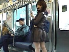 Mikan Hot Asian Girl Is On The Train In Her Hot Sexy Bl...