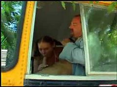 Naughty Schoolgirl Fucks With Bus Driver